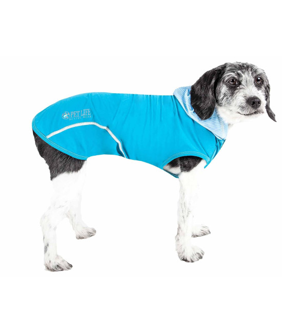 Pet Life Active 'Pull-Rover' Premium 4-Way Stretch Two-Toned Performance Sleeveless Dog T-Shirt Tank Top Hoodie, Electric Blue - X-Large