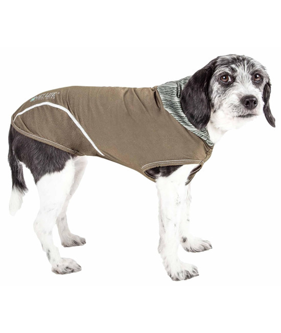 Pet Life Active 'Pull-Rover' Premium 4-Way Stretch Two-Toned Performance Sleeveless Dog T-Shirt Tank Top Hoodie, Green - Small
