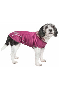 Pet Life Active 'Pull-Rover' Premium 4-Way Stretch Two-Toned Performance Sleeveless Dog T-Shirt Tank Top Hoodie, Burgundy / Maroon - Small