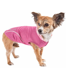 Pet Life Active 'Pull-Rover' Premium 4-Way Stretch Two-Toned Performance Sleeveless Dog T-Shirt Tank Top Hoodie, Pink - Medium