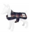 Touchdog 2-In-1 Tartan Plaided Dog Jacket With Matching Reversible Dog Mat, Navy Plaid - Medium