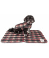 Touchdog 2-In-1 Tartan Plaided Dog Jacket With Matching Reversible Dog Mat, Red Plaid - Large