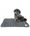 Touchdog 2-In-1 Windowpane Plaided Dog Jacket With Matching Reversible Dog Mat, Grey And Light Blue Plaid - Medium