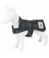 Touchdog 2-In-1 Windowpane Plaided Dog Jacket With Matching Reversible Dog Mat, Grey And Light Blue Plaid - Medium