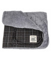 Touchdog 2-In-1 Windowpane Plaided Dog Jacket With Matching Reversible Dog Mat, Dark Grey Plaid - X-Small