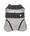 Touchdog 2-In-1 Windowpane Plaided Dog Jacket With Matching Reversible Dog Mat, Dark Grey Plaid - X-Small