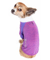 Pet Life Active 'Chewitt Wagassy' 4-Way Stretch Performance Long Sleeve Dog T-Shirt, Lavander - X-Large