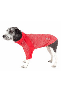 Pet Life Active 'Chewitt Wagassy' 4-Way Stretch Performance Long Sleeve Dog T-Shirt, Red - Medium