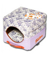 Touchdog Floral-Galore Convertible And Reversible Squared 2-In-1 Collapsible Dog House Bed