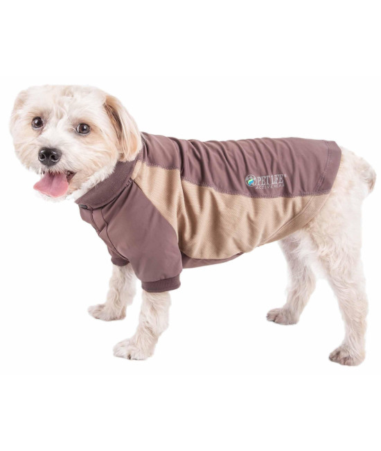 Pet Life Active 'Barko Pawlo' Relax-Stretch Wick-Proof Performance Dog Polo T-Shirt, Brown - Medium