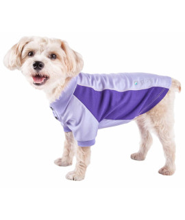 Pet Life Active 'Barko Pawlo' Relax-Stretch Wick-Proof Performance Dog Polo T-Shirt, Lavander - Small