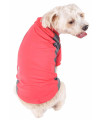 Pet Life Active 'Barko Pawlo' Relax-Stretch Wick-Proof Performance Dog Polo T-Shirt, Salmon Red And Dark Grey - Medium