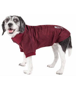Pet Life Active 'Fur-Flexed' Relax-Stretch Wick-Proof Performance Dog Polo T-Shirt, Burgundy - X-Large