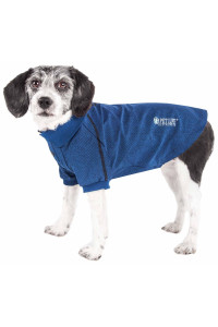 Pet Life Active 'Fur-Flexed' Relax-Stretch Wick-Proof Performance Dog Polo T-Shirt, Navy - Medium