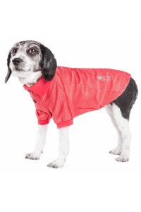 Pet Life Active 'Fur-Flexed' Relax-Stretch Wick-Proof Performance Dog Polo T-Shirt, Red - Medium