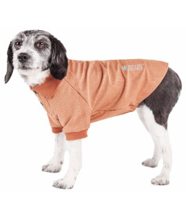 Pet Life Active 'Fur-Flexed' Relax-Stretch Wick-Proof Performance Dog Polo T-Shirt, Tan - Large