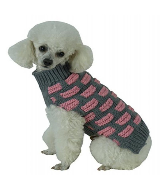 Fashion Weaved Heavy Knit Designer Ribbed Turtle Neck Dog Sweater