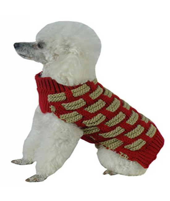 Fashion Weaved Heavy Knit Designer Ribbed Turtle Neck Dog Sweater