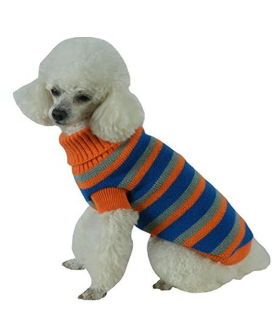 Heavy Cable Knit Striped Fashion Polo Dog Sweater
