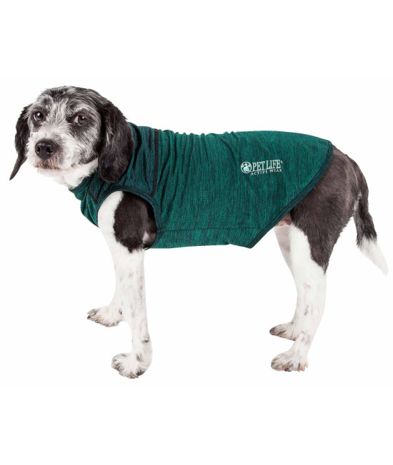Pet Life Active 'Aero-Pawlse' Heathered Quick-Dry And 4-Way Stretch-Performance Dog Tank Top T-Shirt, Green - Large