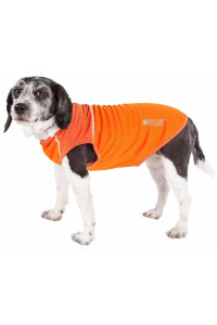 Pet Life Active 'Aero-Pawlse' Heathered Quick-Dry And 4-Way Stretch-Performance Dog Tank Top T-Shirt, Orange - Medium