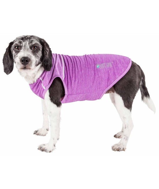 Pet Life Active 'Aero-Pawlse' Heathered Quick-Dry And 4-Way Stretch-Performance Dog Tank Top T-Shirt, Maroon/Purple - Large
