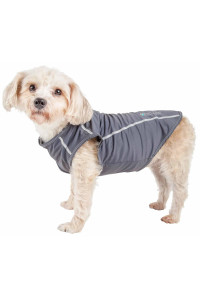 Pet Life Active 'Racerbark' 4-Way Stretch Performance Active Dog Tank Top T-Shirt, Grey - Large
