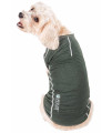 Pet Life Active 'Racerbark' 4-Way Stretch Performance Active Dog Tank Top T-Shirt, Olive Green - Medium