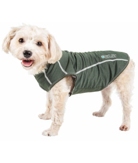 Pet Life Active 'Racerbark' 4-Way Stretch Performance Active Dog Tank Top T-Shirt, Olive Green - Small