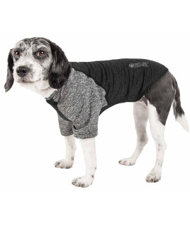 Pet Life Active 'Hybreed' 4-Way Stretch Two-Toned Performance Dog T-Shirt, Black/Grey - X-Large