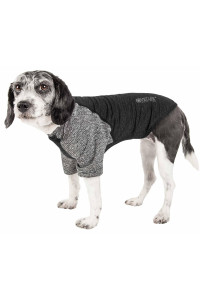 Pet Life Active 'Hybreed' 4-Way Stretch Two-Toned Performance Dog T-Shirt, Black/Grey - X-Small