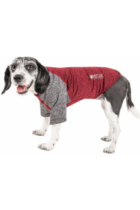 Pet Life Active 'Hybreed' 4-Way Stretch Two-Toned Performance Dog T-Shirt, Maroon W/ Grey - Medium