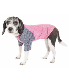 Pet Life Active 'Hybreed' 4-Way Stretch Two-Toned Performance Dog T-Shirt, Pink W/ Navy - Medium