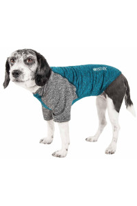Pet Life Active 'Hybreed' 4-Way Stretch Two-Toned Performance Dog T-Shirt, Teal/Grey - X-Large