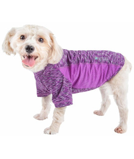 Pet Life Active 'Warf Speed' Heathered Ultra-Stretch Sporty Performance Dog T-Shirt, Purple Heather And Purple - X-Small