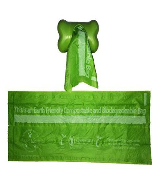 100% Compostable, Recyclable And Biodegradable Eco-Friendly Pet Waste Bags From Thermoplastic Starch - Dispenser And 2 Pack Of Rolls