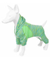 Pet Life Active 'Downward Dog' Heathered Performance 4-Way Stretch Two-Toned Full Body Warm Up Hoodie, Green - Small