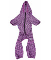 Pet Life Active 'Downward Dog' Heathered Performance 4-Way Stretch Two-Toned Full Body Warm Up Hoodie, Purple - Large
