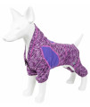 Pet Life Active 'Downward Dog' Heathered Performance 4-Way Stretch Two-Toned Full Body Warm Up Hoodie, Purple - Medium