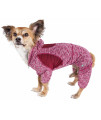 Pet Life Active 'Downward Dog' Heathered Performance 4-Way Stretch Two-Toned Full Body Warm Up Hoodie, Burgundy - Small