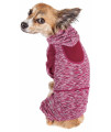 Pet Life Active 'Downward Dog' Heathered Performance 4-Way Stretch Two-Toned Full Body Warm Up Hoodie, Burgundy - Small