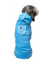 Pet Life Active 'Pawsterity' Heathered Performance 4-Way Stretch Two-Toned Full Bodied Hoodie, Blue - Small