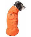 Pet Life Active 'Pawsterity' Heathered Performance 4-Way Stretch Two-Toned Full Bodied Hoodie, Orange - Large