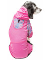 Pet Life Active 'Pawsterity' Heathered Performance 4-Way Stretch Two-Toned Full Bodied Hoodie, Pink - X-Small