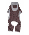 Pet Life Active 'Warm-Pup' Heathered Performance 4-Way Stretch Two-Toned Full Body Warm Up, Brown And Grey - Large