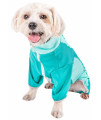 Pet Life Active 'Warm-Pup' Heathered Performance 4-Way Stretch Two-Toned Full Body Warm Up, Aqua Green And Green - Medium