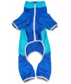 Pet Life Active 'Warm-Pup' Heathered Performance 4-Way Stretch Two-Toned Full Body Warm Up, Dark Blue / Light Blue - Small