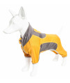 Pet Life Active 'Warm-Pup' Heathered Performance 4-Way Stretch Two-Toned Full Body Warm Up, Orange And Grey - Small