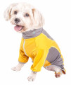 Pet Life Active 'Warm-Pup' Heathered Performance 4-Way Stretch Two-Toned Full Body Warm Up, Orange And Grey - X-Large