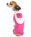 Pet Life Active 'Warm-Pup' Heathered Performance 4-Way Stretch Two-Toned Full Body Warm Up, Hot Pink / Light Pink - Large